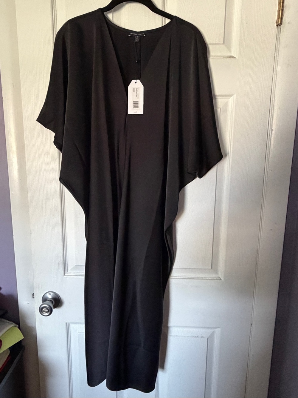 Universal Standard Sonya Black Draped V-Neck Caftan Dress